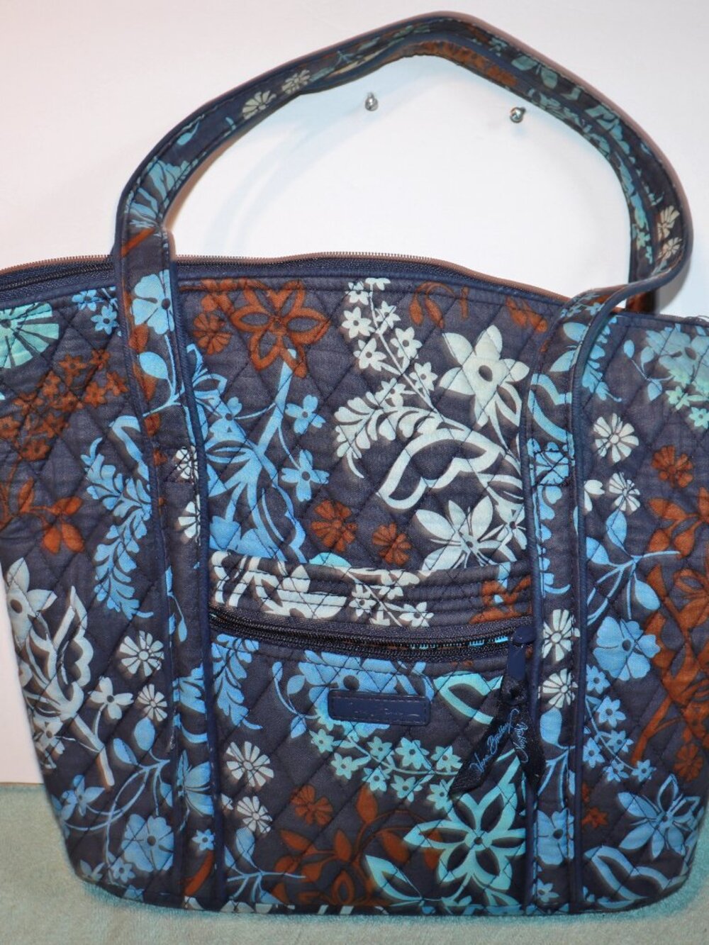 VERA BRADLEY  Tote Bag Java Blue Retired  Quilted 14.5"X12"